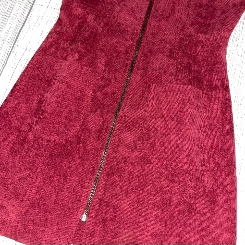 COTTON CANDY LA Women’s Red Corduroy Dress Full Front Zipper W/ Pockets Sz Small - Picture 4 of 10